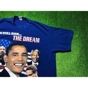 Vintage Barack Obama USA President Men's Graphic Tee Size 3XL Blue